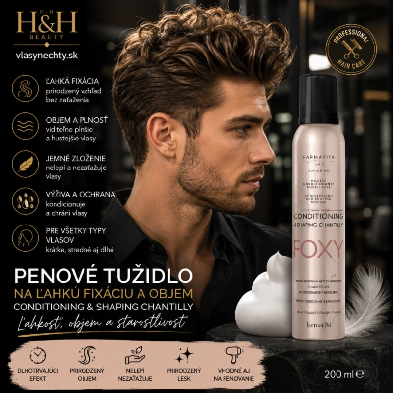 Farmavita CONDITIONING & SHAPING CHANTILLY 200ml- PENOVÉ TUŽIDLO NA ĽAHKÚ FIXÁCIU A OBJEM 2