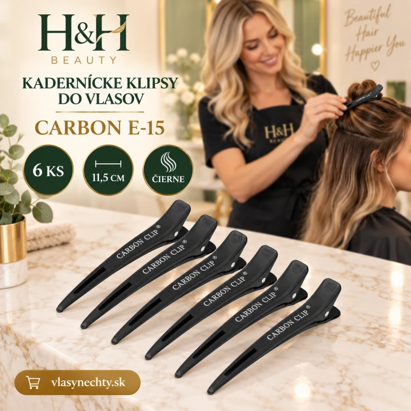 KADERNÍCKE KLIPSY DO VLASOV CARBON E-156ks 11,5CM ČIERNE