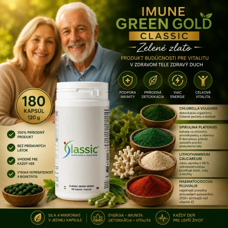 GREEN GOLD IMUNE CLASSIC- “ZELENÉ ZLATO " - ALGA 180 KAPSÚL 120 g 2
