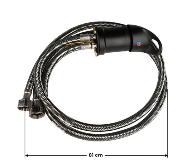 BATÉRIA KADERNÍCKEHO UMÝVACIEHO BOXU ČIERNA S04 - Dĺžka hadice 81 cm 1