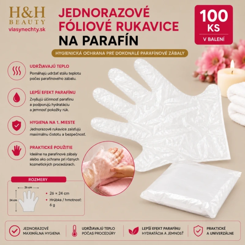 JEDNORAZOVÉ FÓLIOVÉ RUKAVICE 100 KS. 6G 26X24 4