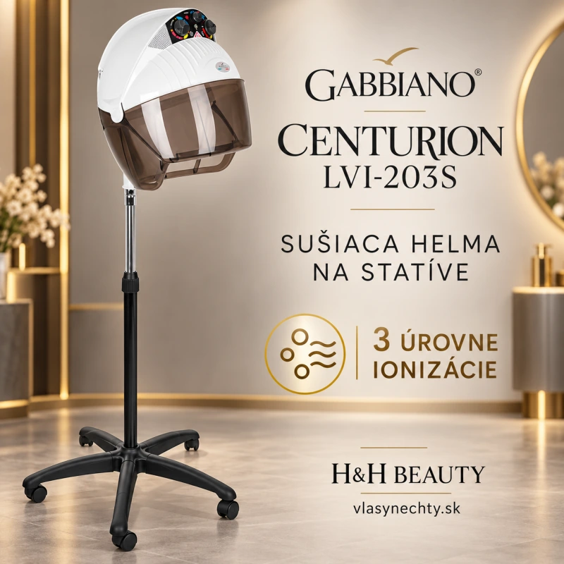 KADERNÍCKA SUŠIACA HELMA NA VLASY NA STATÍVE CENTURION LVI-203S TRI ÚROVNE IONIZACIE BIELA