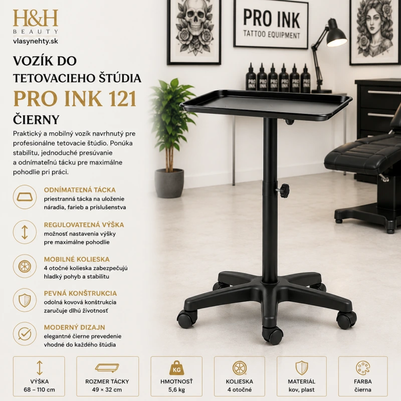 VOZÍK DO TETOVACIEHO ŠTÚDIA PRO INK 121 ČIERNY