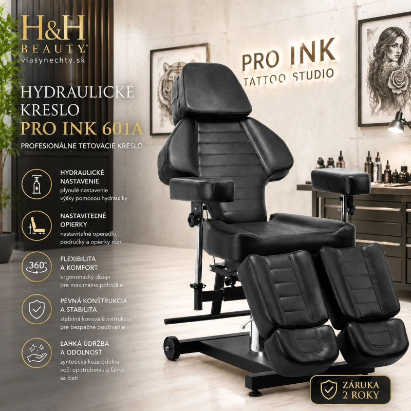 Hydraulické kreslo na tetovanie Pro Ink 601A čierne