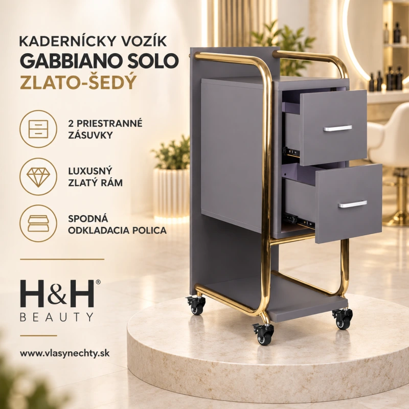 KADERNÍCKY VOZÍK GABBIANO SOLO ZLATO-ŠEDÝ
