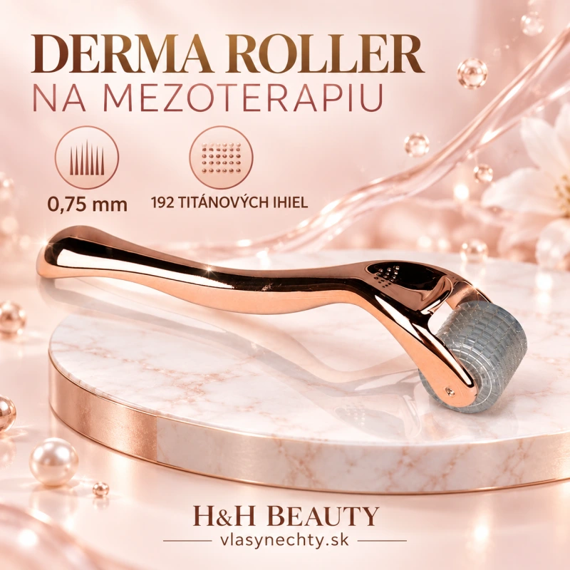 DERMA ROLLER NA MEZOTERAPIU ROSE GOLD 0,75mm 192 TITÁNOVÝCH IHIEL