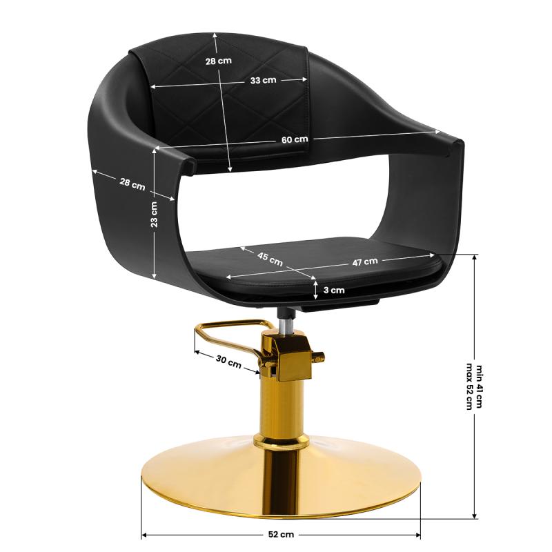 Gabbiano fotel fryzjerski A364 złoto czarny 8