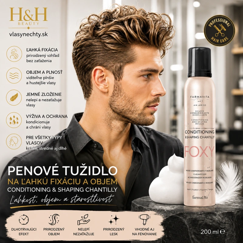 Farmavita CONDITIONING & SHAPING CHANTILLY 200ml- PENOVÉ TUŽIDLO NA ĽAHKÚ FIXÁCIU A OBJEM