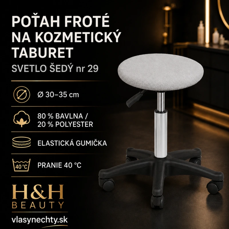 POŤAH FROTÉ NA KOZMETICKÝ TABURET SVETLO ŠEDÝ nr 29