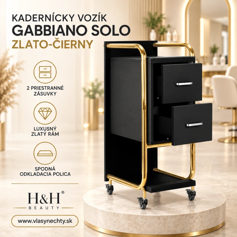 KADERNÍCKY VOZÍK GABBIANO SOLO zlato čierny