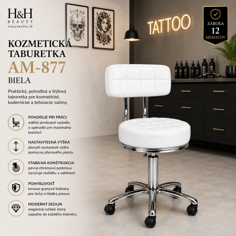 KOZMETICKÁ TABURETKA AM-877 biela