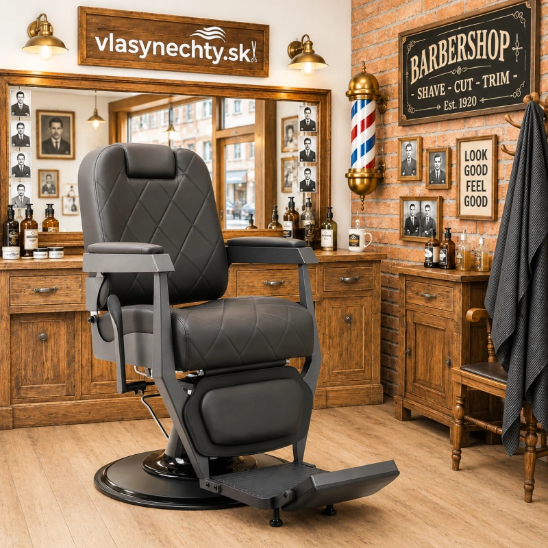 BARBERSKE KRESLO GABBIANO Bruno s grafitovým rámom čierne