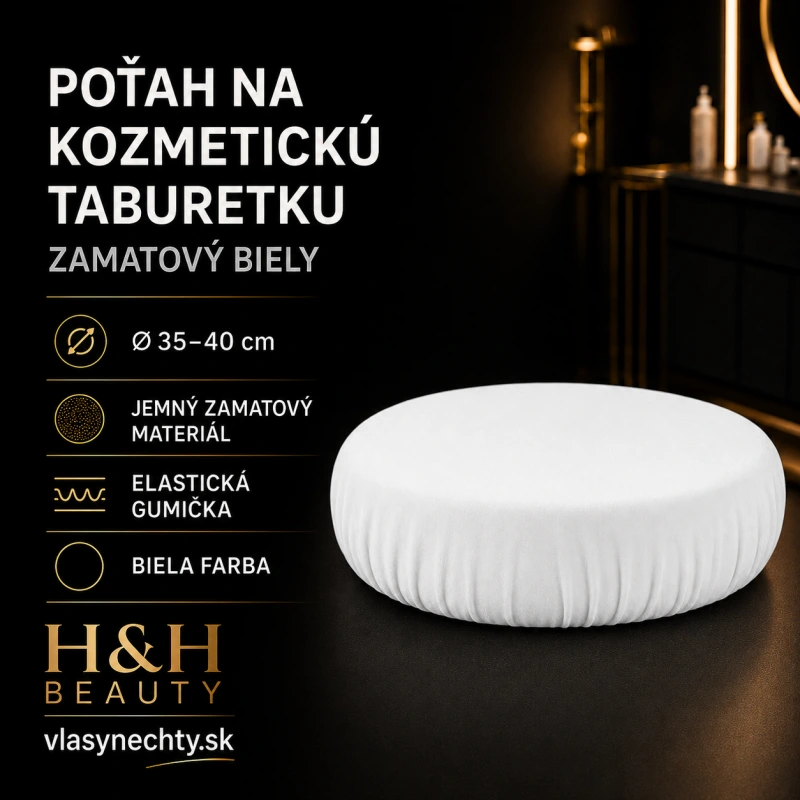 POŤAH NA KOZMETICKÚ TABURETKU ZAMATOVÝ BIELY
