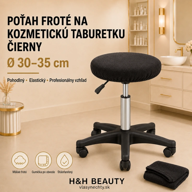 POŤAH FROTÉ NA KOZMETICKÚ TABURETKU ČIERNY nr 28