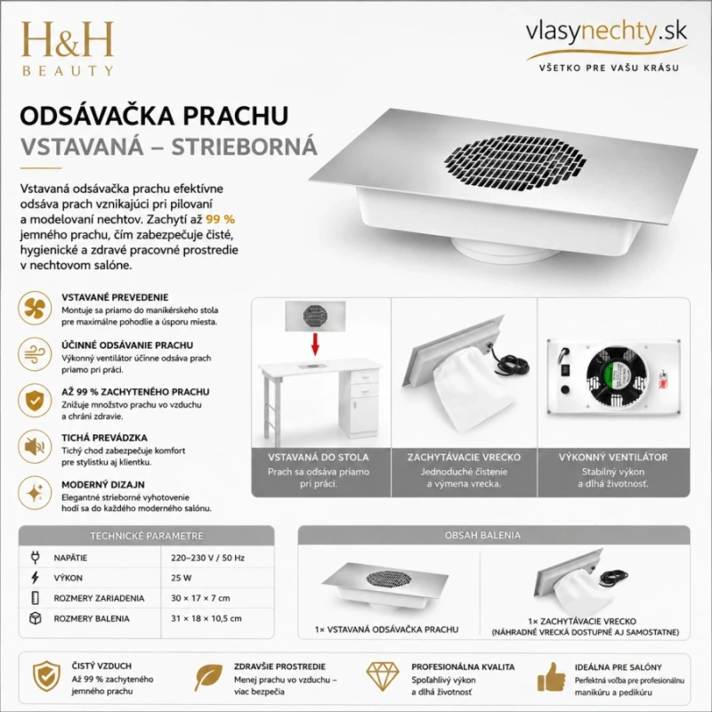 ODSÁVAČKA PRACHU VSTAVANÁ STRIEBORNÁ 7