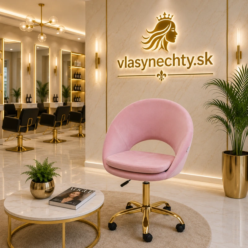 4Rico otočná stolička QS-MF18G zamatovo ružová