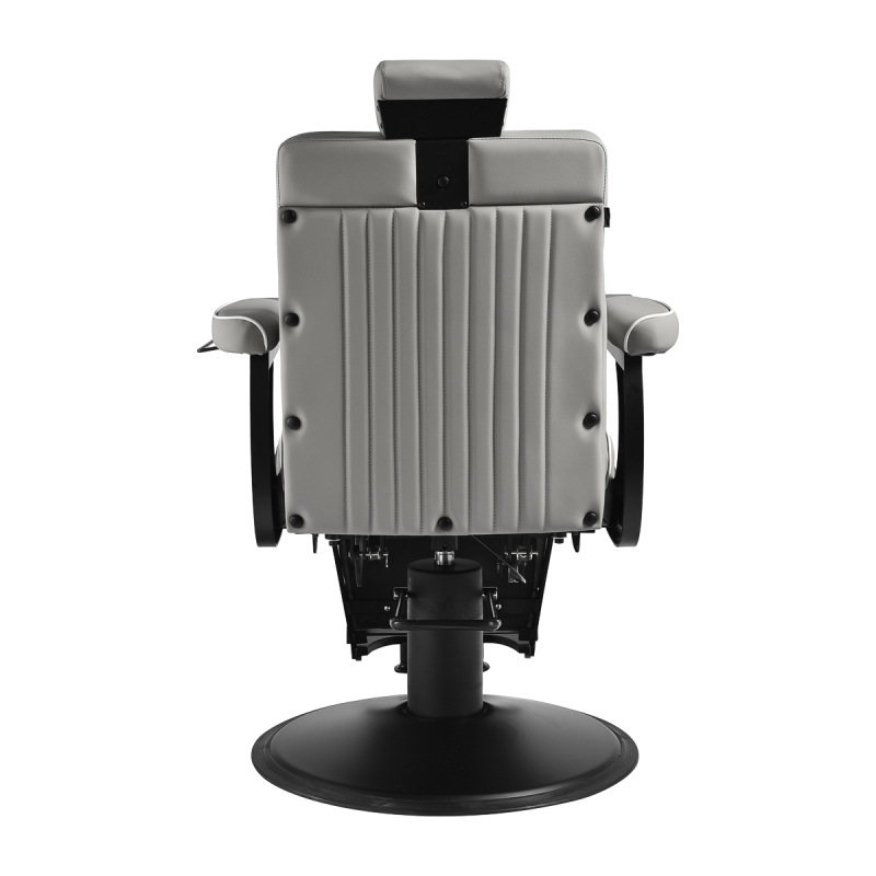 BARBERSKE KRESLO GABBIANO LEVI šedé s čiernym rámom a prešívaním na operadle 2