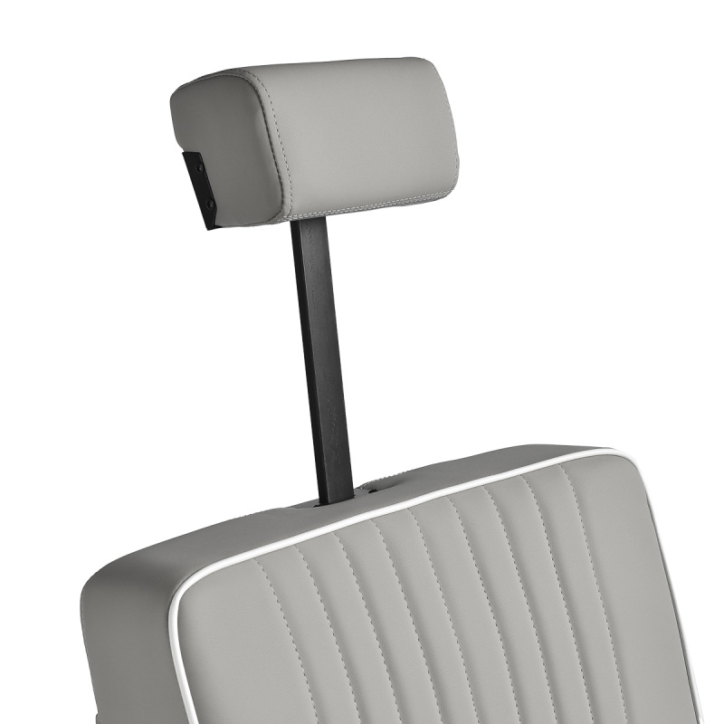 BARBERSKE KRESLO GABBIANO LEVI šedé s čiernym rámom a prešívaním na operadle 11