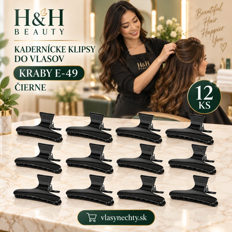 Kadernícke klipsy do vlasov – kraby E-49 čierne 12 ks 8 cm