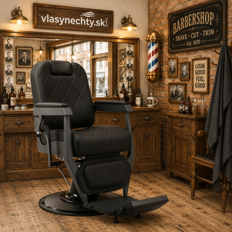 BARBERSKE KRESLO GABBIANO Bruno s grafitovým rámom čierne