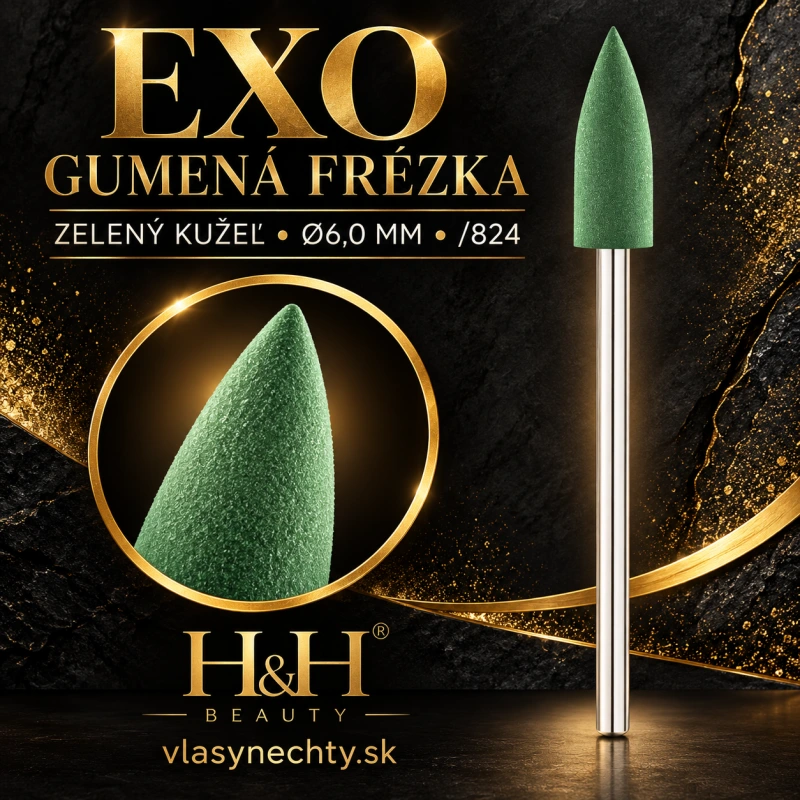 EXO GUMENÁ FRÉZKA NA NECHTY ZELENÝ KUŽEĽ Ø6,0MM /824