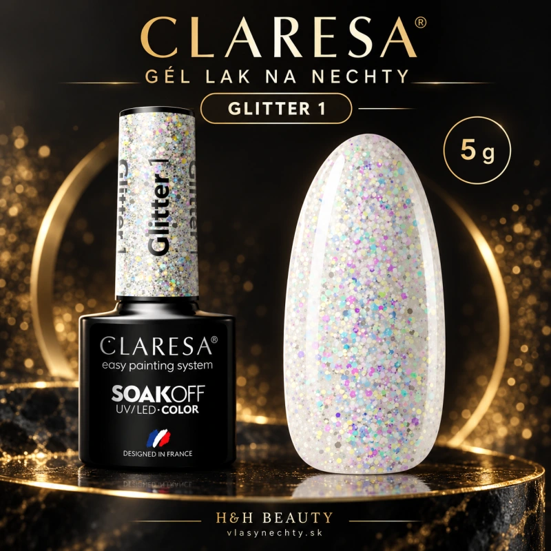 CLARESA GÉL LAK NA NECHTY GLITTER 1 - 5g