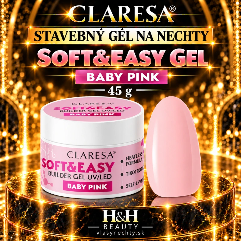 CLARESA STAVEBNÝ GÉL NA NECHTY SOFT&EASY GEL BABY PINK 45G