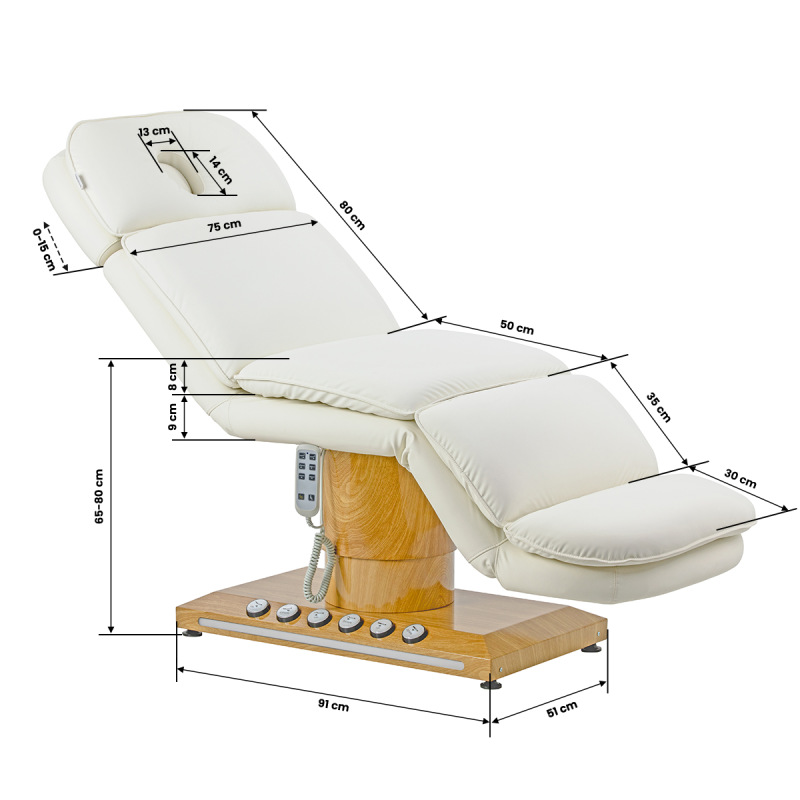 Elektrické kozmetické kreslo Sillon Cloud 3 motormi krémové 15