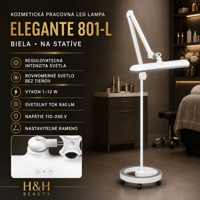 KOZMETICKÁ PRACOVNÁ LAMPA LED ELEGANTE 801-L NA STATÍVE S REGULOVANOU INTENZITOU SVETLA