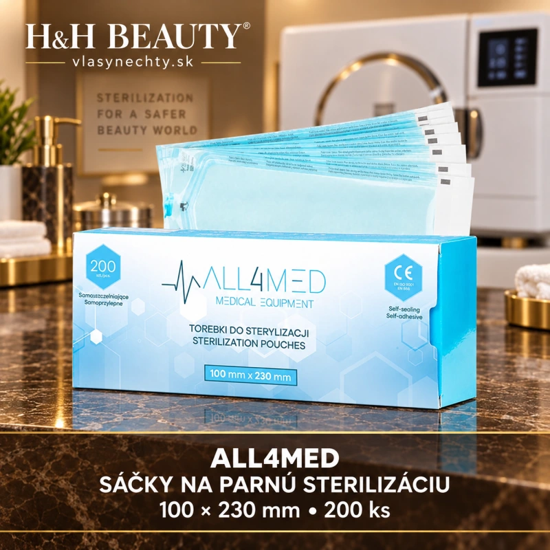 ALL4MED SÁČKY NA PARNÚ STERILIZÁCIU V AUTOKLÁVE 100MM X 230 MM 200 Ks