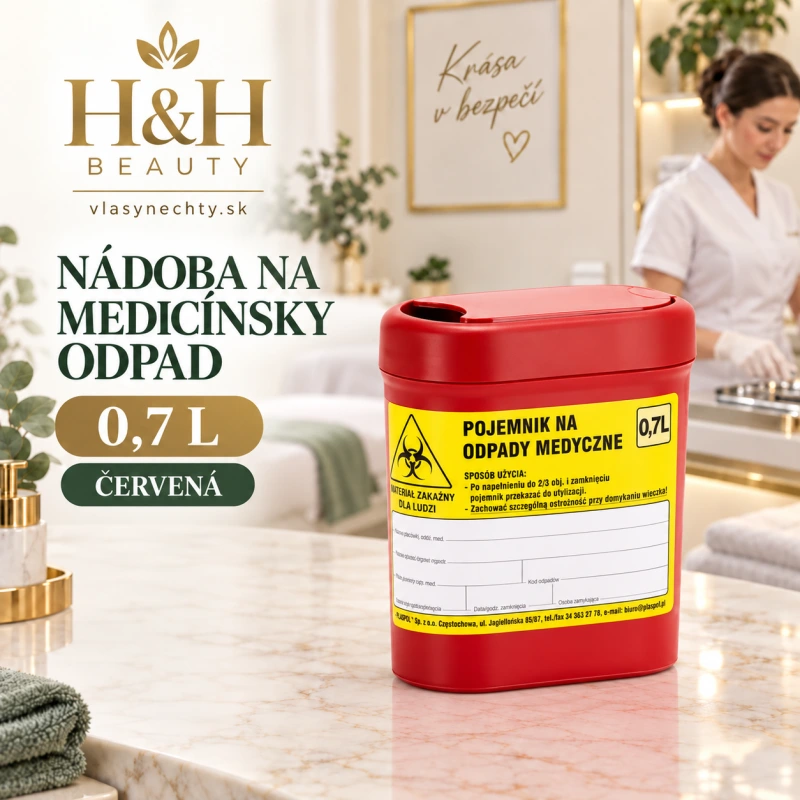 NÁDOBA NA MEDICÍNSKY ODPAD 0,7 L ČERVENÁ