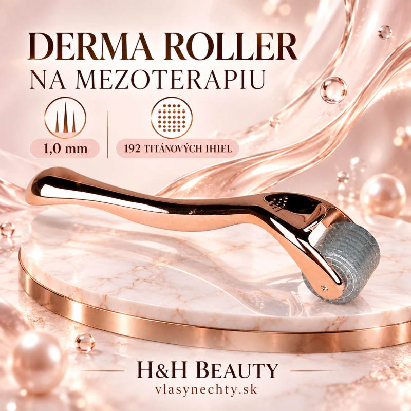 DERMA ROLLER NA MEZOTERAPIU ROSE GOLD 1,0mm 192 TITÁNOVÝCH IHIEL