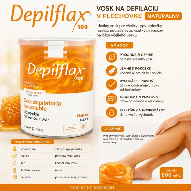 DEPILFLAX 100 – PRÍRODNÝ DEPILAČNÝ VOSK V PLECHOVKE 800 ml 2