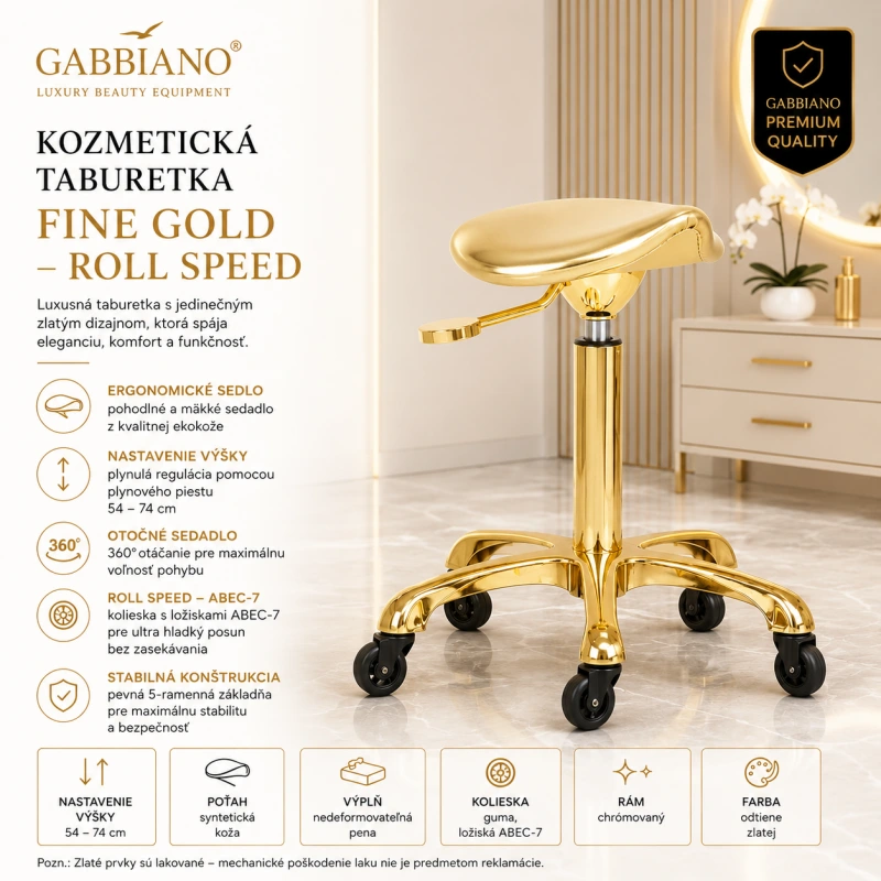 KOZMETICA TABURETKA Gabbiano Fine Gold Roll Speed