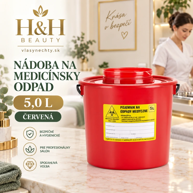 NÁDOBA NA MEDICÍNSKY ODPAD 5,0 L ČERVENÁ