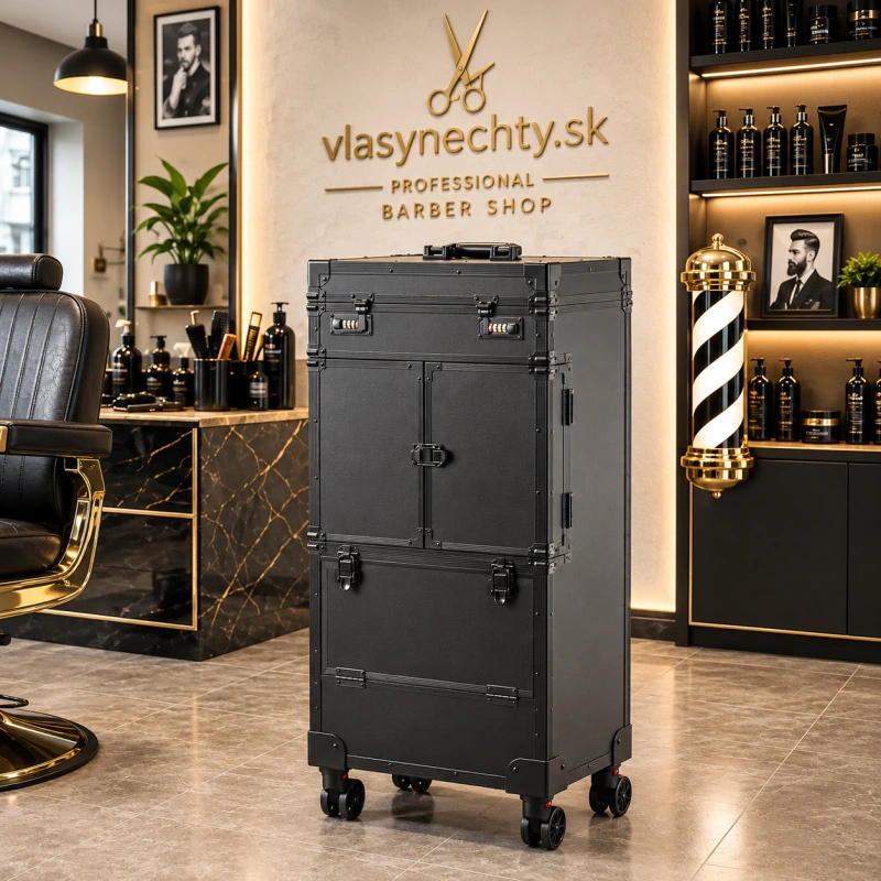MOBILNÝ BARBERSKO KADERNÍCKY VOZIK - KUFOR GABBIANO V21 ČIERNY