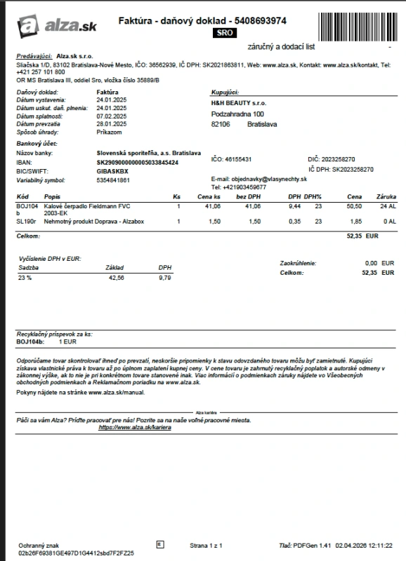FIELDMANN FVC 2003-EK Čerpadlo kalové 1
