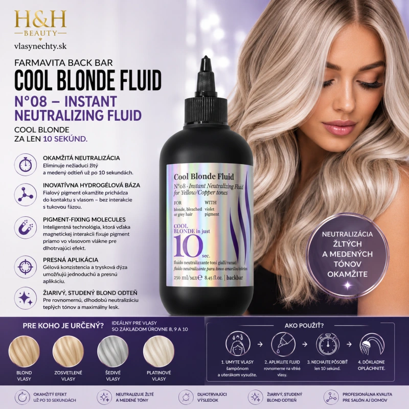 Farmavita Back Bar Cool Blonde Fluid Č.08 - Instant Neutralizing Fluid 250ml