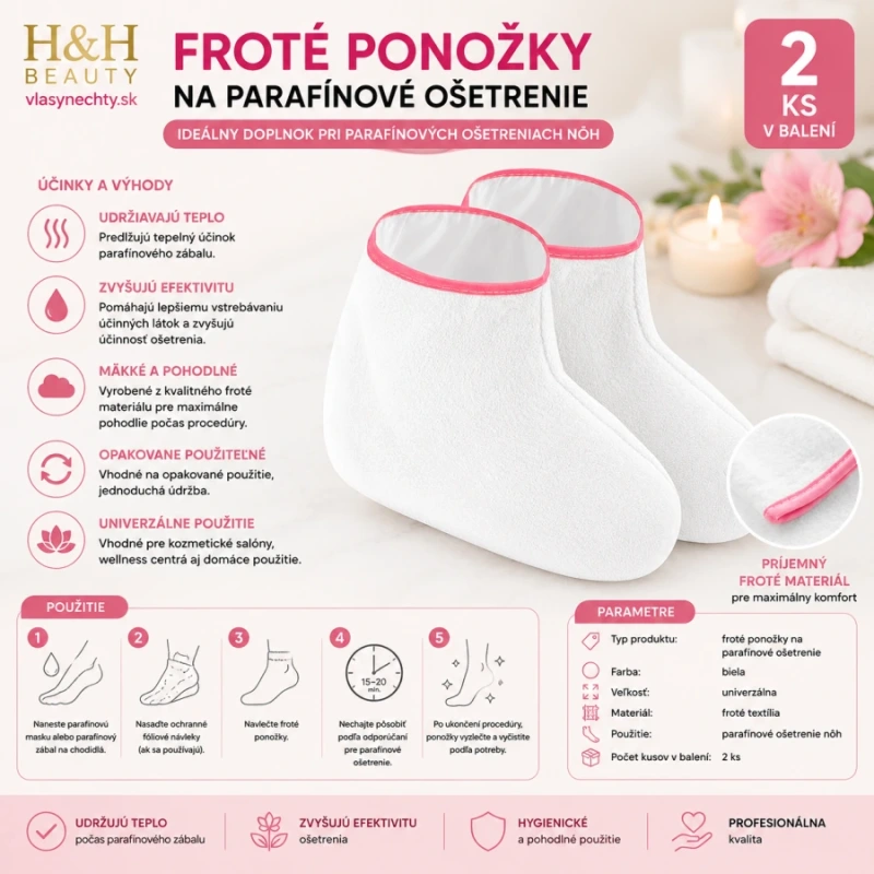 Froté ponožky na parafínové ošetrenie – biele 2 ks 4
