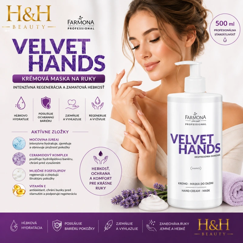 FARMONA VELVET HANDS Krémová maska na ruky 500ml