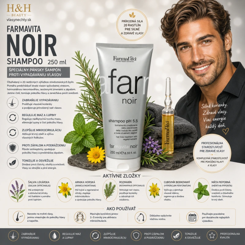 Farmavita Noir Shampoo 250 ml, proti vypadávaniu vlasov...