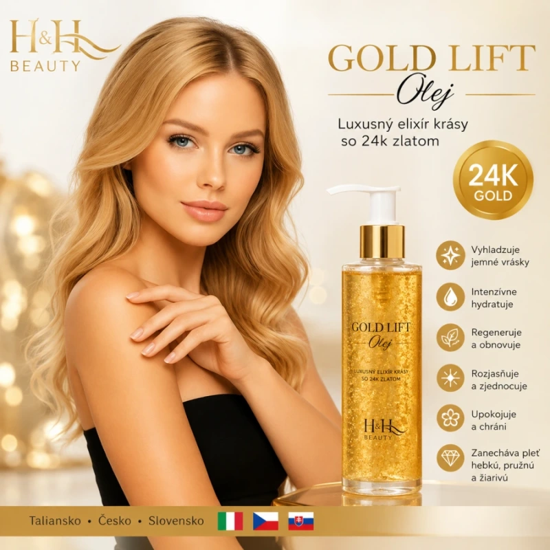 AIA GOLD & BEAUTY Gold & Lift olej s 24 k. zlatom kabinet 250 ml - pumpička zdarma 4