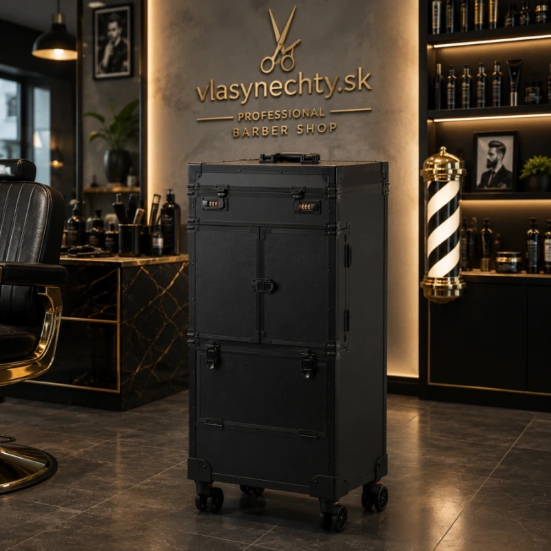 MOBILNÝ BARBERSKO KADERNÍCKY VOZIK - KUFOR GABBIANO V21 ČIERNY 8