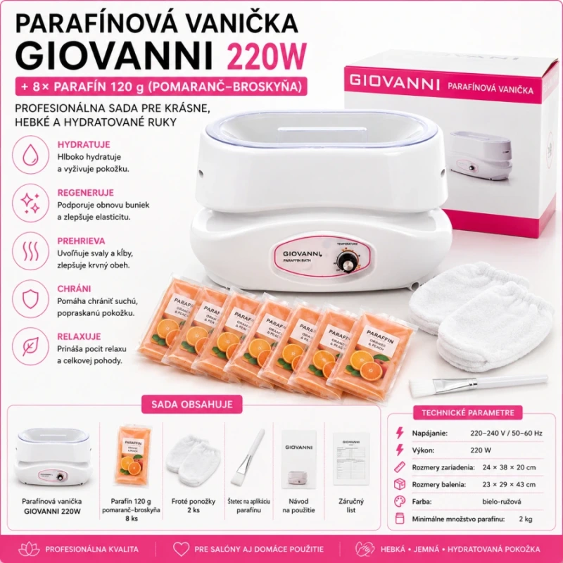 PARAFÍNOVÁ VANIČKA GIOVANNI 220W + 8 PARAFÍNOV 120g 2