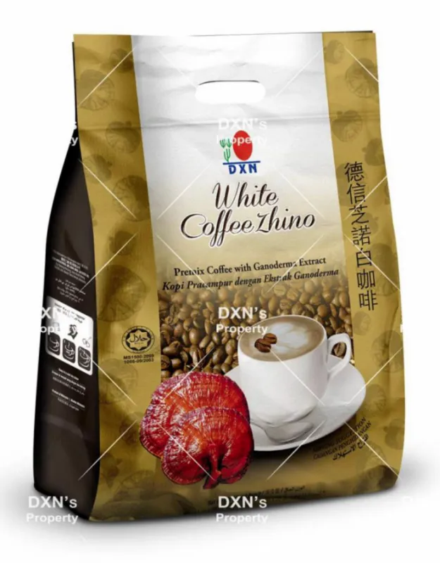 DXN White coffee Zhino 12x28 g - biela káva Zhino s obsahom 2% huby Ganodermy....