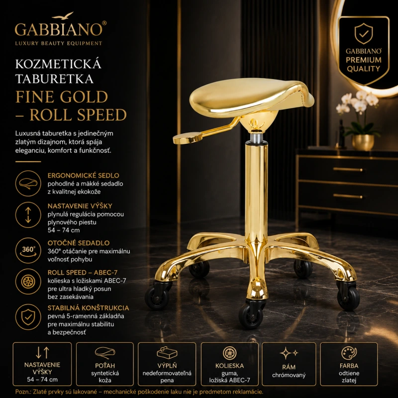 KOZMETICA TABURETKA Gabbiano Fine Gold Roll Speed