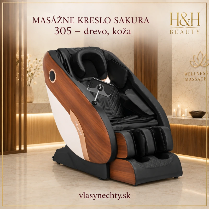 Masážne kreslo Sakura 305 drevo, koža