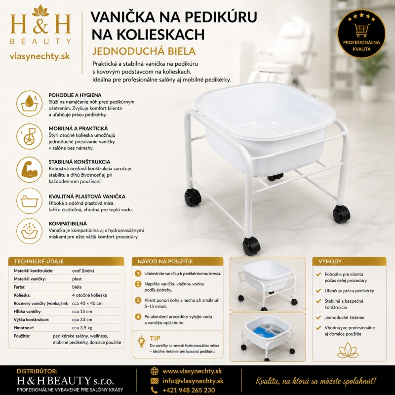 VANIČKA NA PEDIKÚRU NA KOLIESKACH  BIELA DM 5077 A