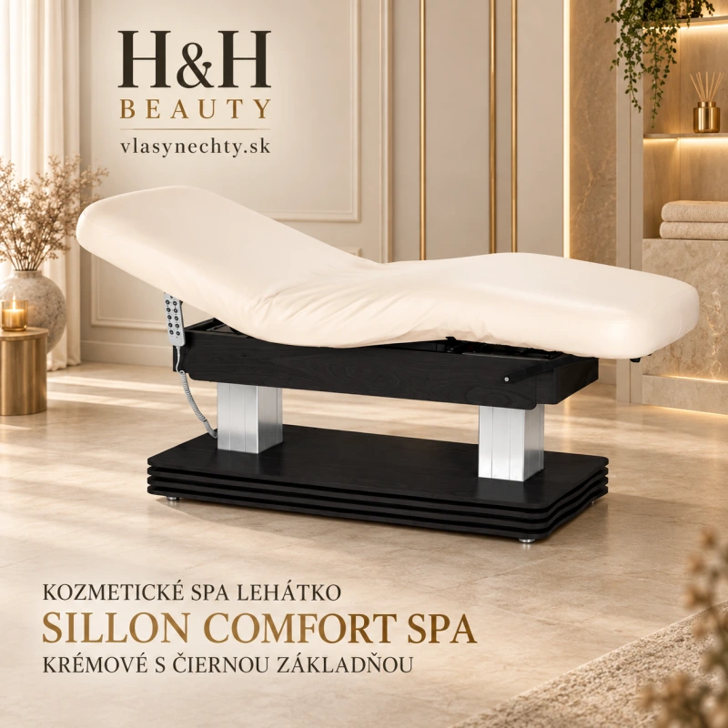 KOZMETICKÉ SPA LEHÁTKO Sillon Comfort SPA, krémové s čiernou základňou
