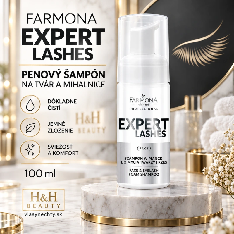 FARMONA EXPERT LASHES Penový šampón na umývanie tváre a mihalníc 100ml